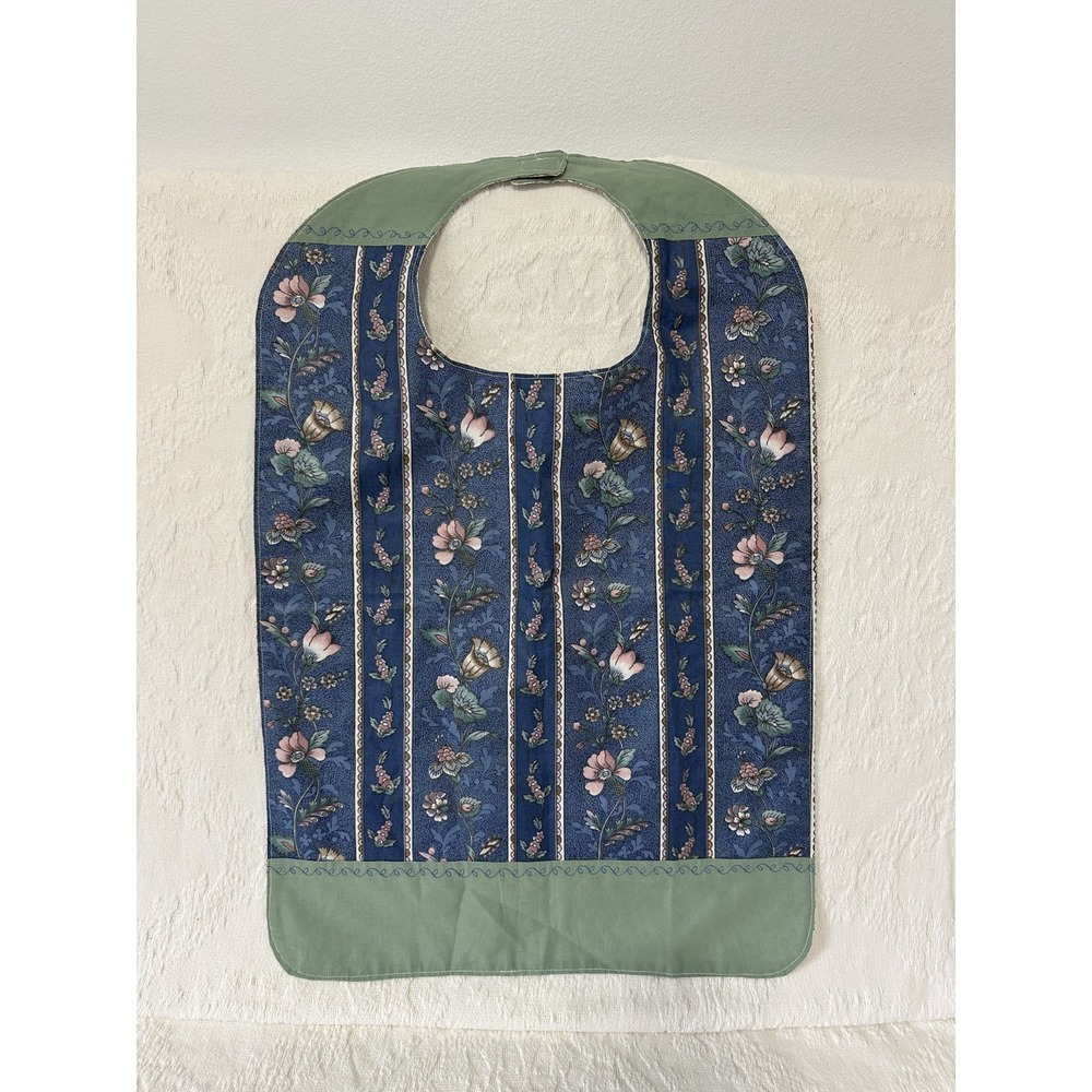 Handmade Floral Two Sided Adult Bib Excellent Condition
